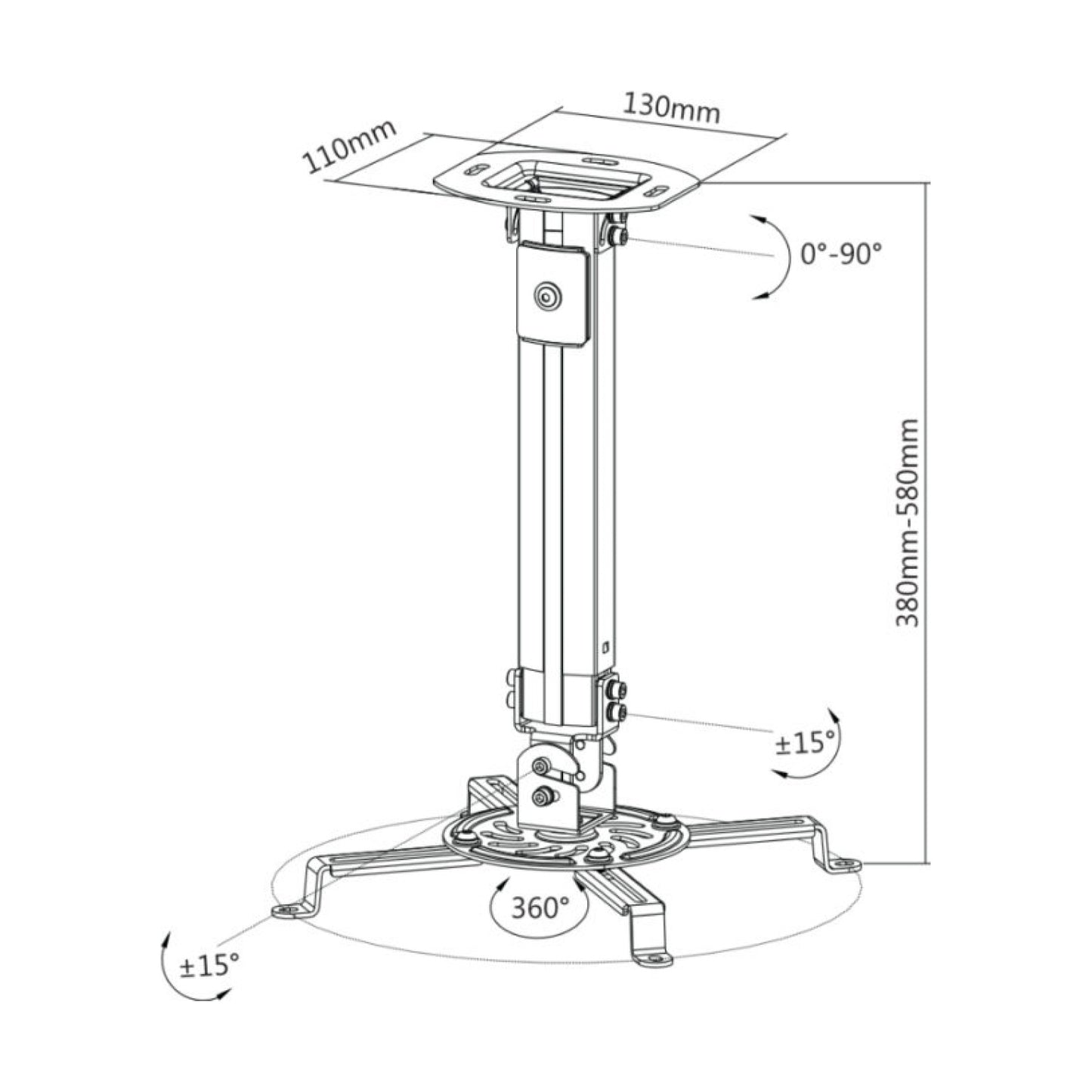 Soporte de Acero para Proyector OVALTECH OVPR-580MM