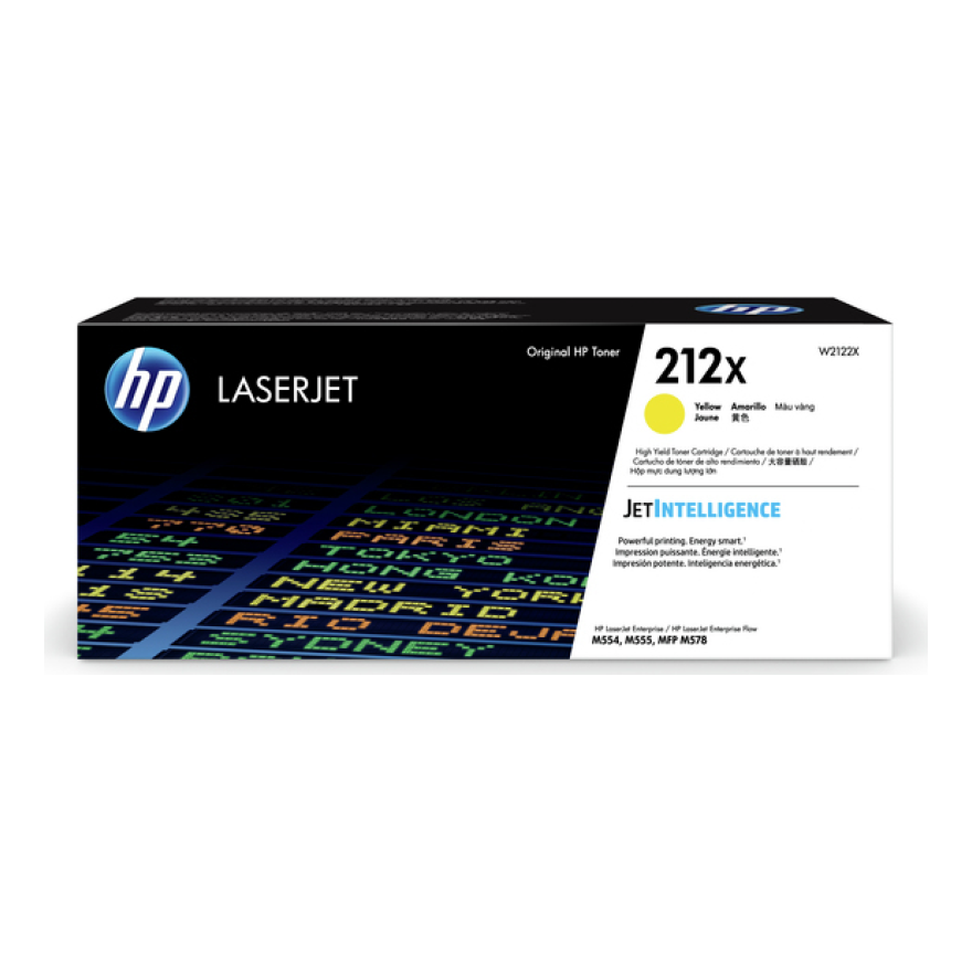 Tóner HP Original 212X Amarillo – Para LaserJet Pro M404, LaserJet Pro M428, LaserJet Pro M304 (W2122X)