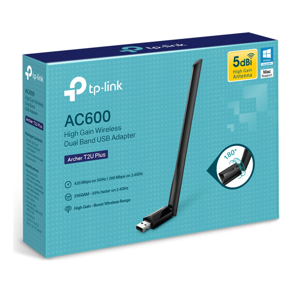 Adaptador USB 2.0 AC600 Inalámbrico TP-LINK Archer T2U Plus