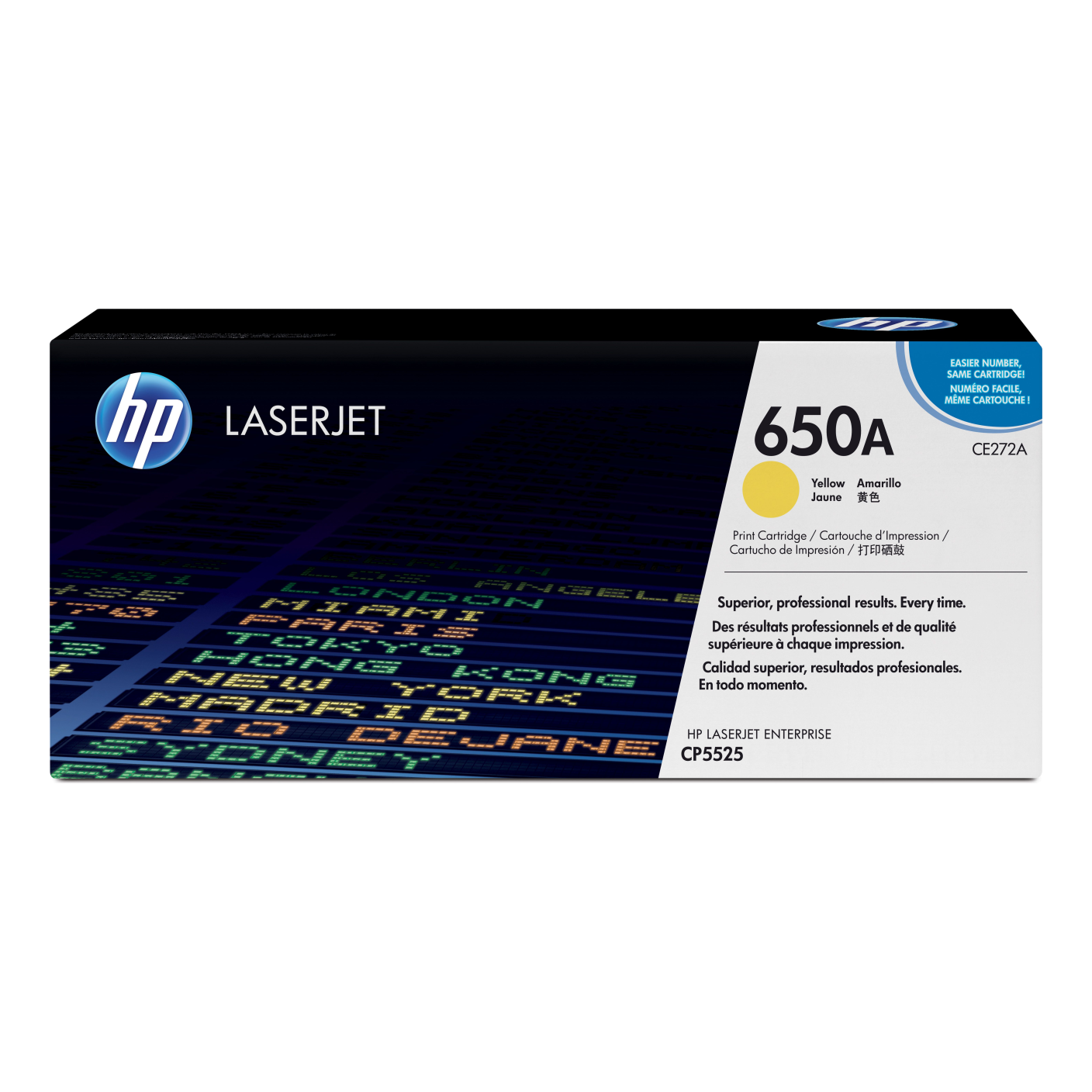 Tóner HP Original 650A Amarillo – Para CP5525, M750, M775 (CE272A)