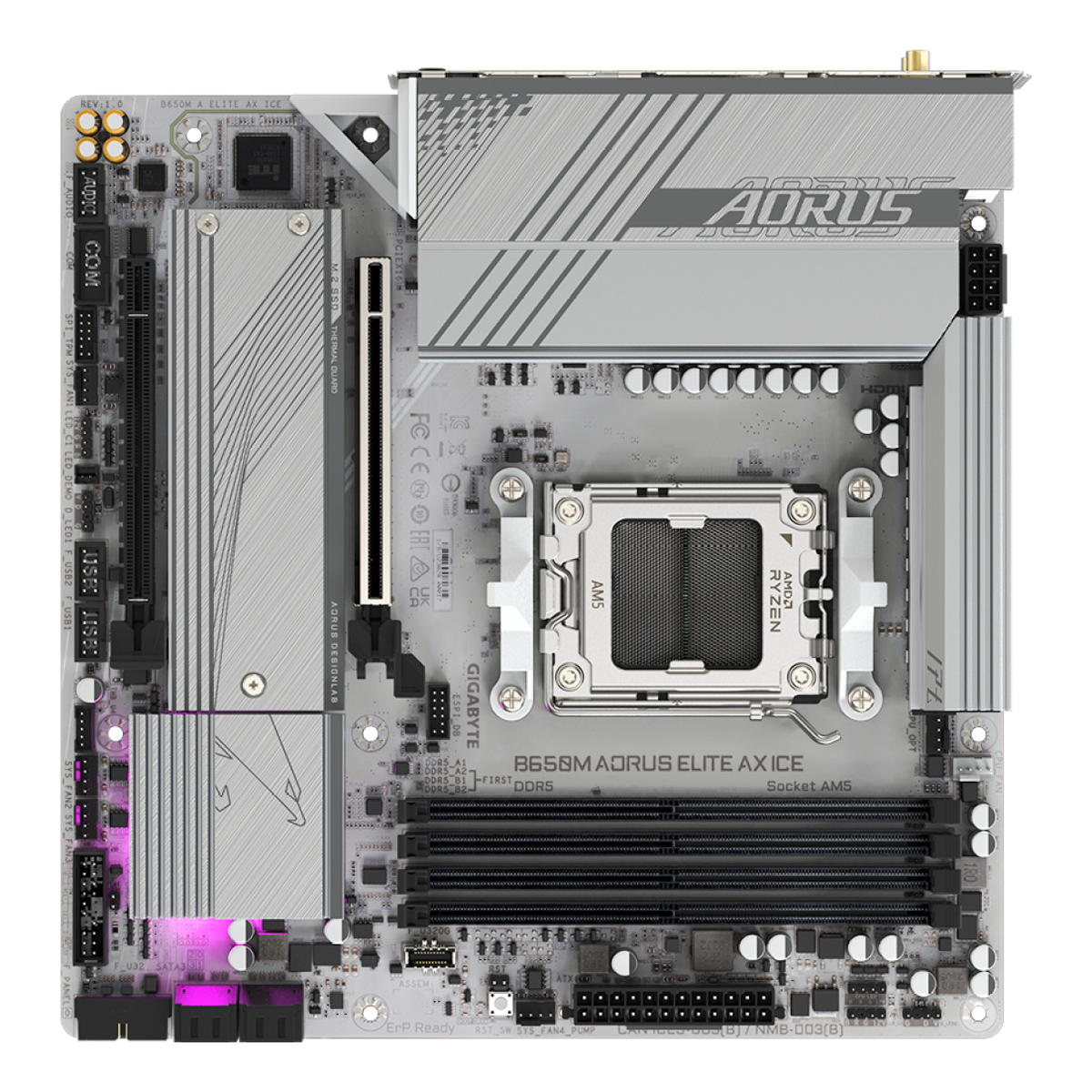 Motherboard Gigabyte B650M A ELITE AX ICE Socket AM5 Micro-ATX DDR5 Wi-Fi 6E