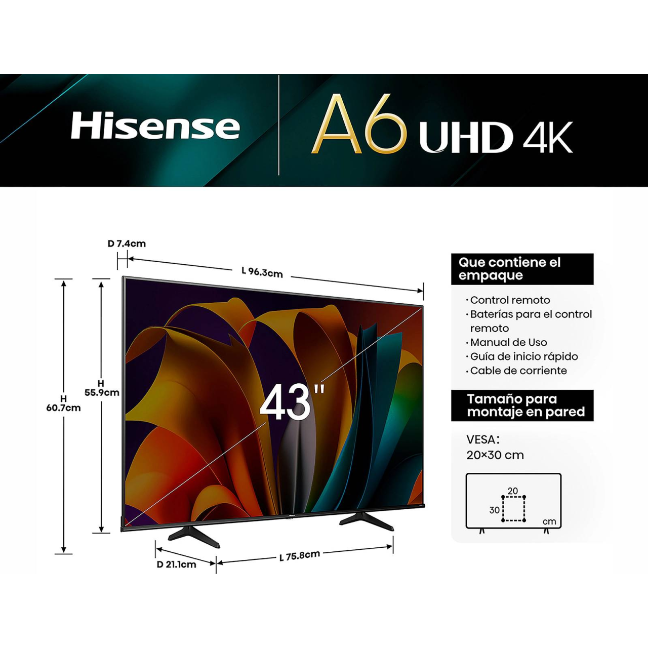 Televisión Hisense 43A60SV
