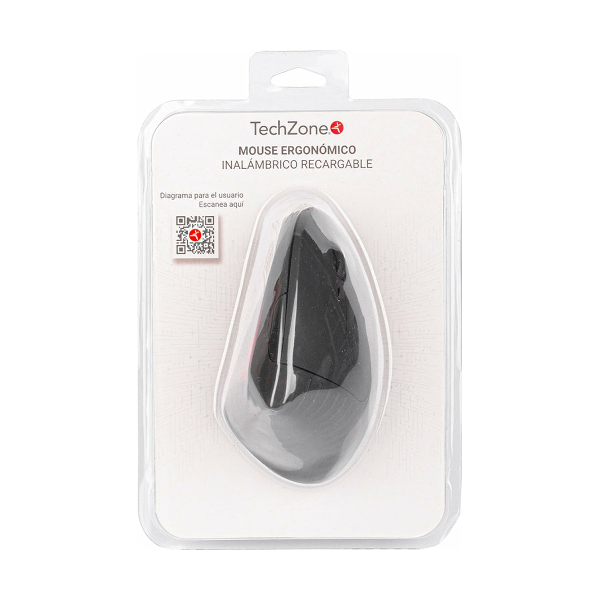 Mouse TECHZONE ERGONO Bluetooth/2.4 GHz óptico 1600 DPI 6 botones ergonómico Negro (TZMOUINA-06)