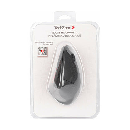 Mouse TECHZONE ERGONO Bluetooth/2.4 GHz óptico 1600 DPI 6 botones ergonómico Negro (TZMOUINA-06)