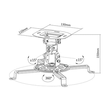 Soporte de Acero para Proyector OVALTECH OVPR-150MM