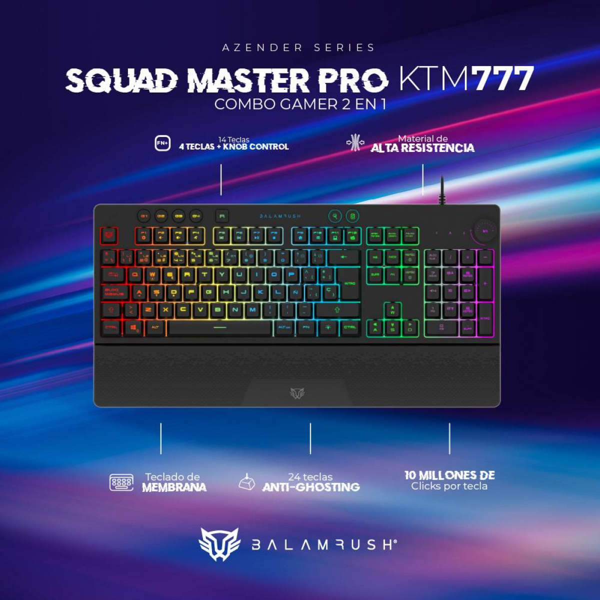 Kit teclado y mouse Balam Rush KTM777
