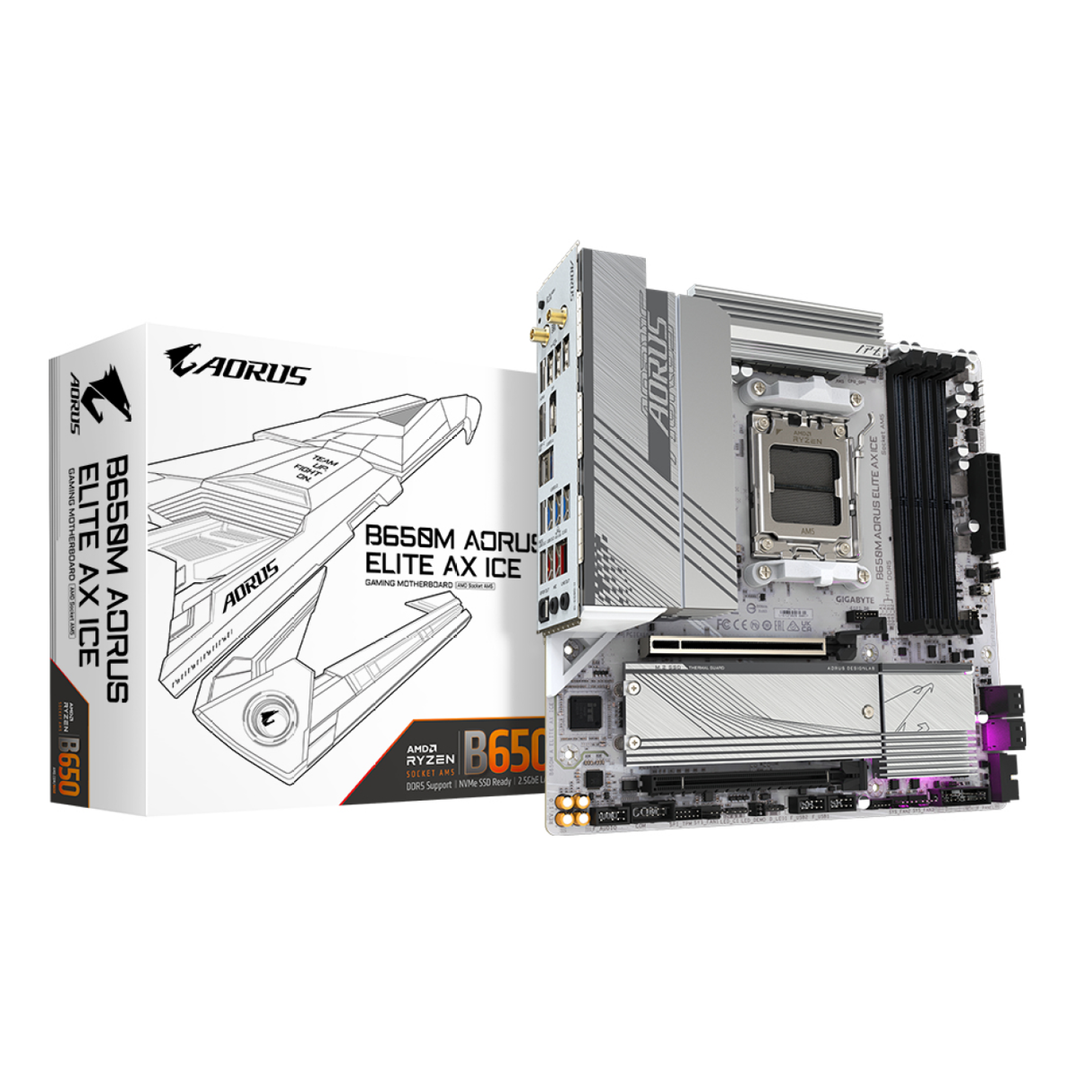 Motherboard Gigabyte B650M A ELITE AX ICE Socket AM5 Micro-ATX DDR5 Wi-Fi 6E