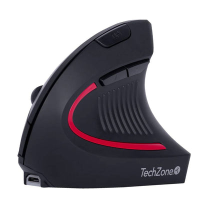 Mouse TECHZONE ERGONO Bluetooth/2.4 GHz óptico 1600 DPI 6 botones ergonómico Negro (TZMOUINA-06)