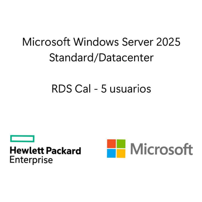 Sistema Operativo Hewlett Packard Enterprise LTU de Microsoft Windows Server 2025 con servicio de escritorio remoto 5 usuarios CAL WW