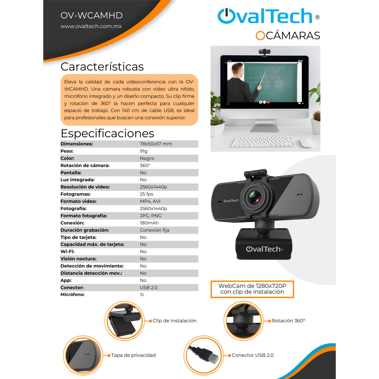 Webcam OVALTECH OV-WCAMHD