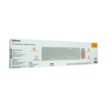 Kit de Teclado y Mouse PERFECT CHOICE PC-201243 Inalámbrico, Mouse de 800/1000/1600 DPI, Turquesa