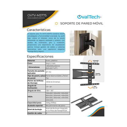 Soporte para TV OVALTECH OVTV-M3775