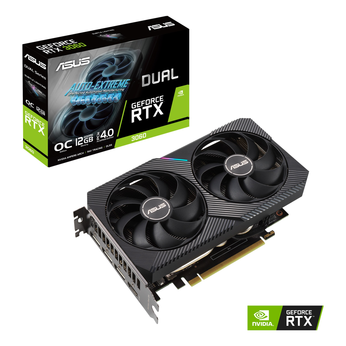 Tarjeta de Video ASUS DUAL-RTX3060-O12G-V2 NVIDIA GeForce RTX 3060 12 GB 2 Ventiladores