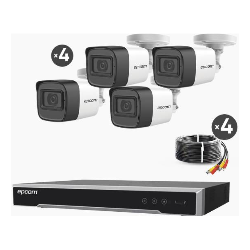 Kit de Videovigilancia HIKVISION TurboHD con DVR de 4 Canales y 4 Cámaras de 5 MP con Micrófono (B50-KIT-MIC)