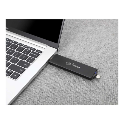 Gabinete para SSD M.2 MANHATTAN 130639 NVMe/SATA a USB-C/USB-A