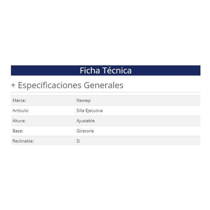Silla Ejecutiva Nextep NE-650R Polipiel Negro