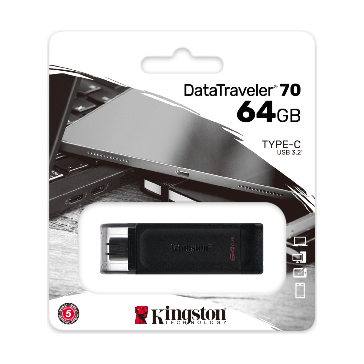 Memoria USB Kingston Technology DataTraveler 70 64 GB USB 3.2 Gen 1 USB-C (DT70/64GB)