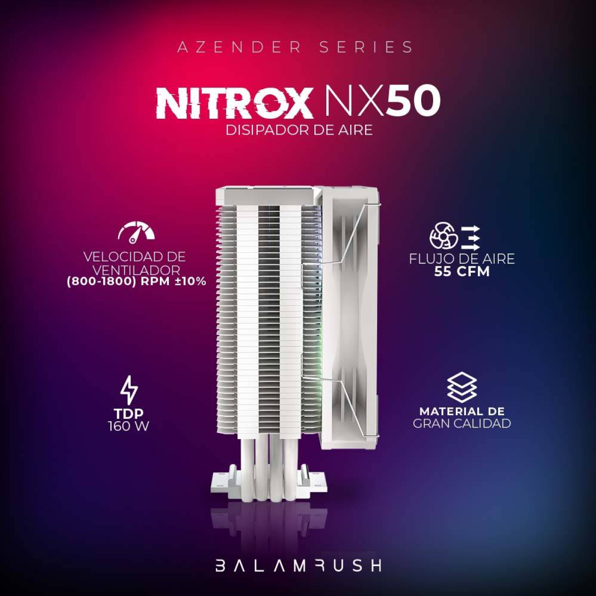 Disipador Balam Rush Nitrox NX50, 800-1800 RPM, 55 CFM (BR-937917)
