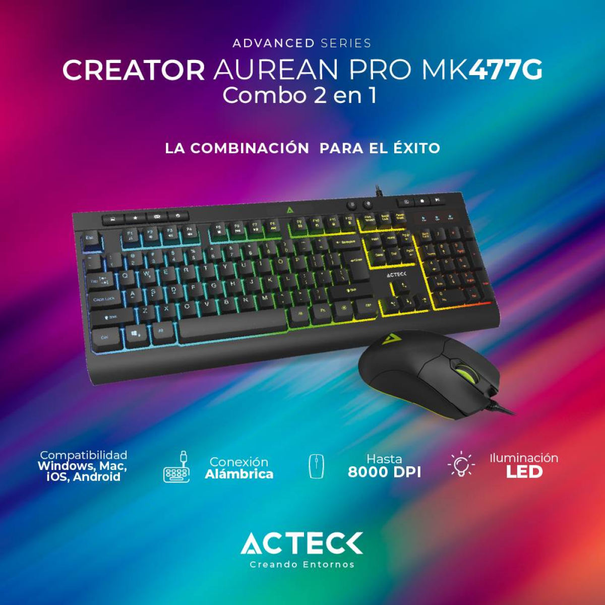 Kit de teclado y mouse ACTECK MK477G