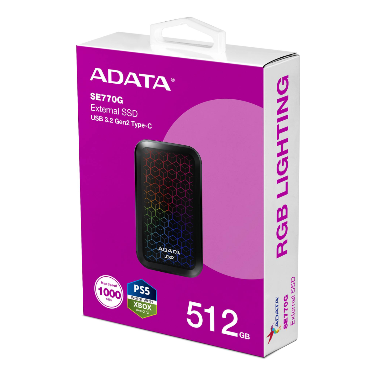 SSD Externo ADATA SE770G 512 TB hasta 800 MB/s (ASE770G-512GU32G2-CBK)