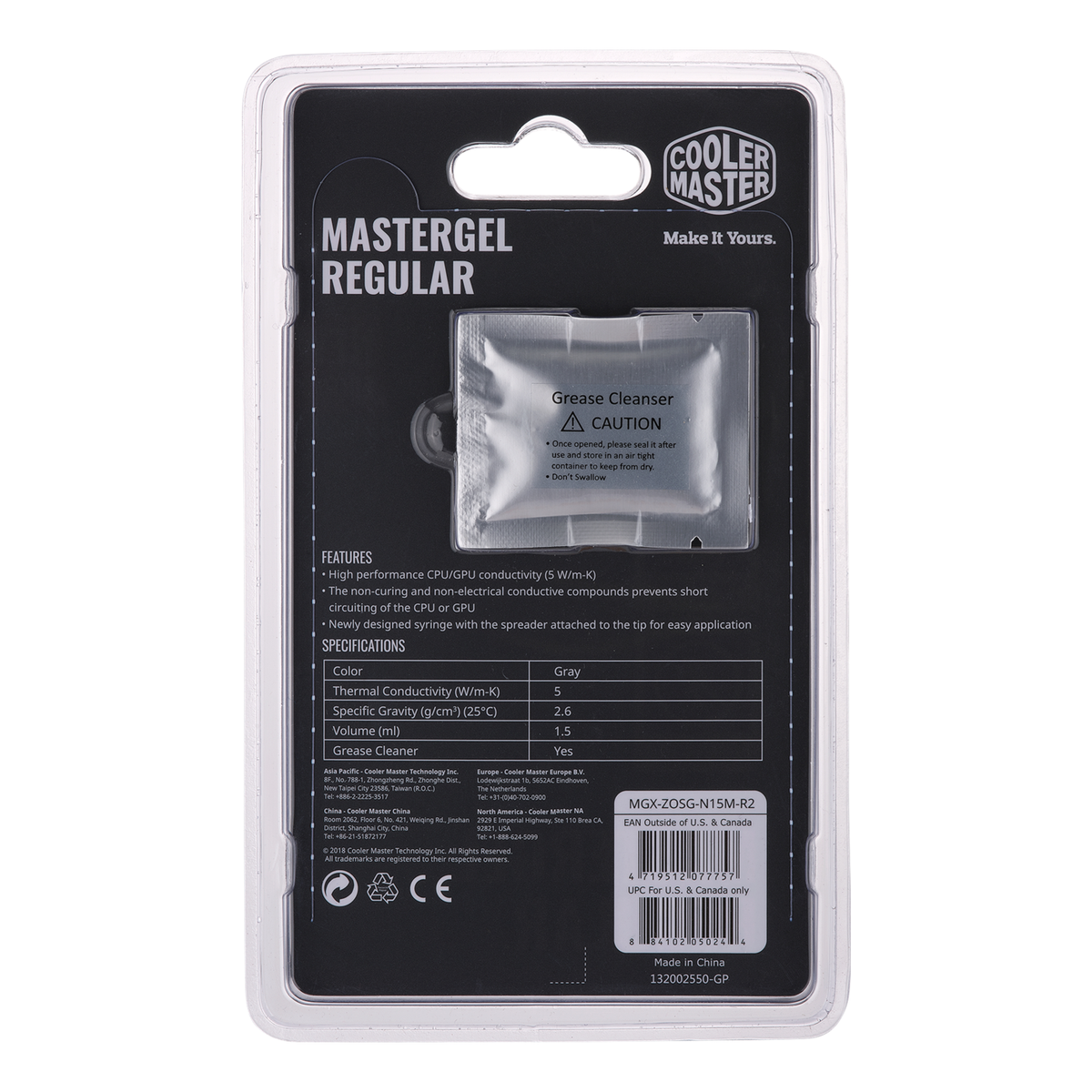 Pasta Térmica Cooler Master MasterGel Regular de 4 g (MGX-ZOSG-N15M-R2)