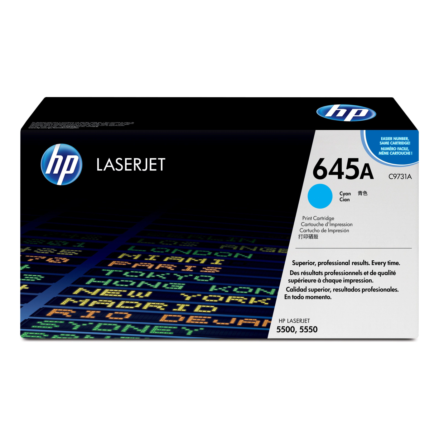 Tóner HP Original 645A Cian – Para LaserJet 5500, LaserJet 5550, Color LaserJet 5500 (C9731A)