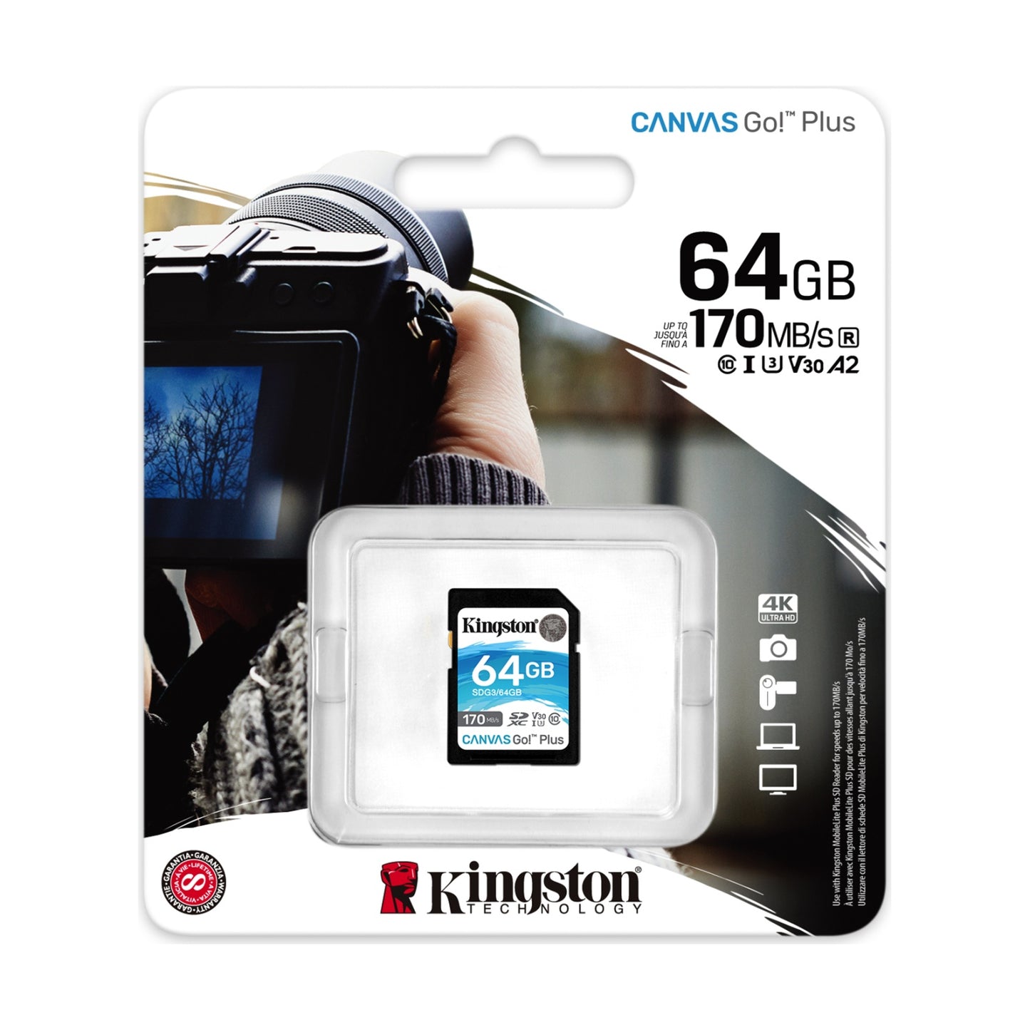 Disco Duro Externo Kingston Technology Canvas Go! Plus 64 GB hasta 170 MB/s (SDG3/64GB)