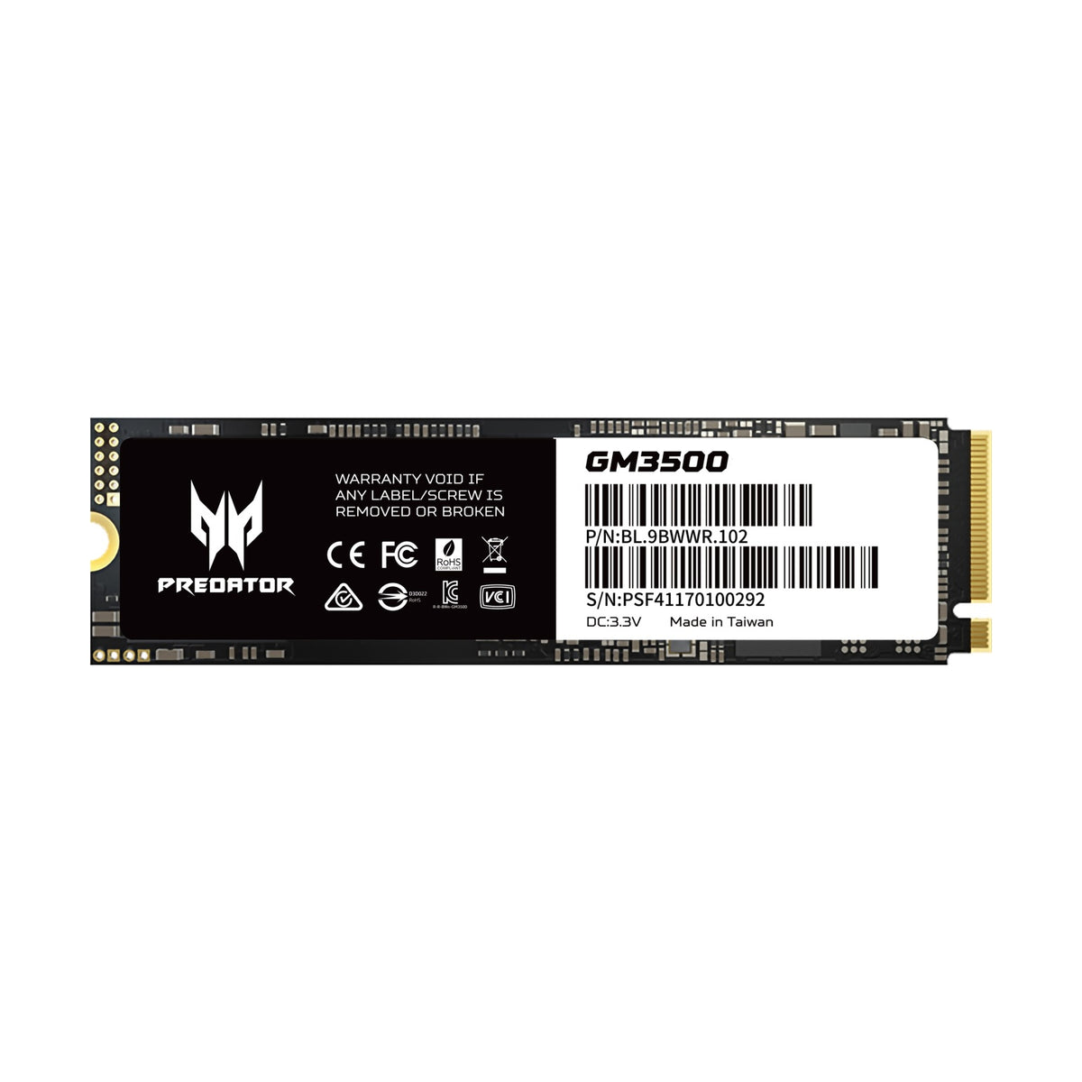 SSD M.2 NVMe Acer GM3500 512 GB PCIe 3.0 hasta 3400 MB/s (BL.9BWWR.101)