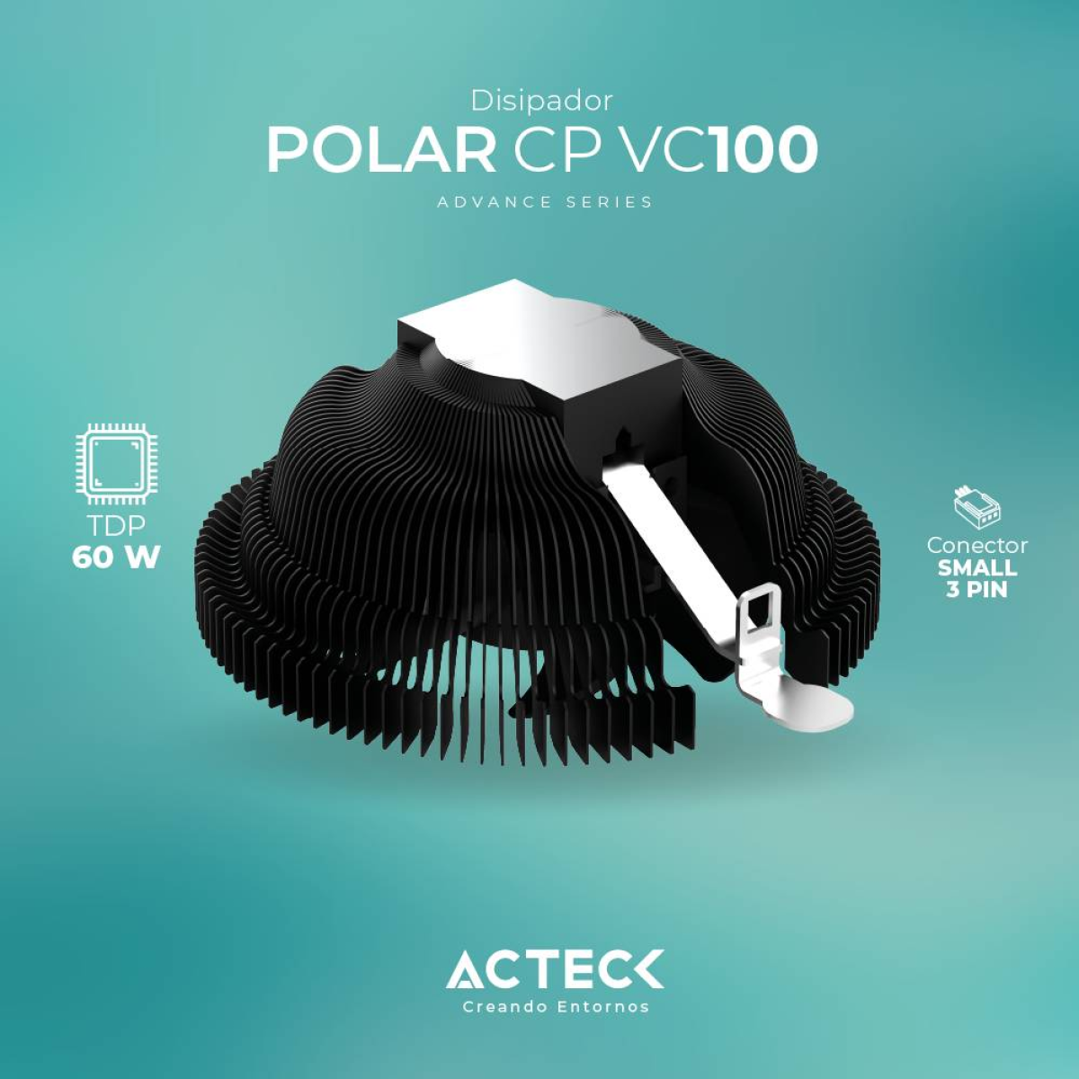 Disipador ACTECK VC100 Polar Cp Advanced Series 2200 RPM (AC-936736)