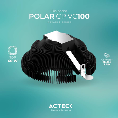 Disipador ACTECK VC100 Polar Cp Advanced Series 2200 RPM (AC-936736)