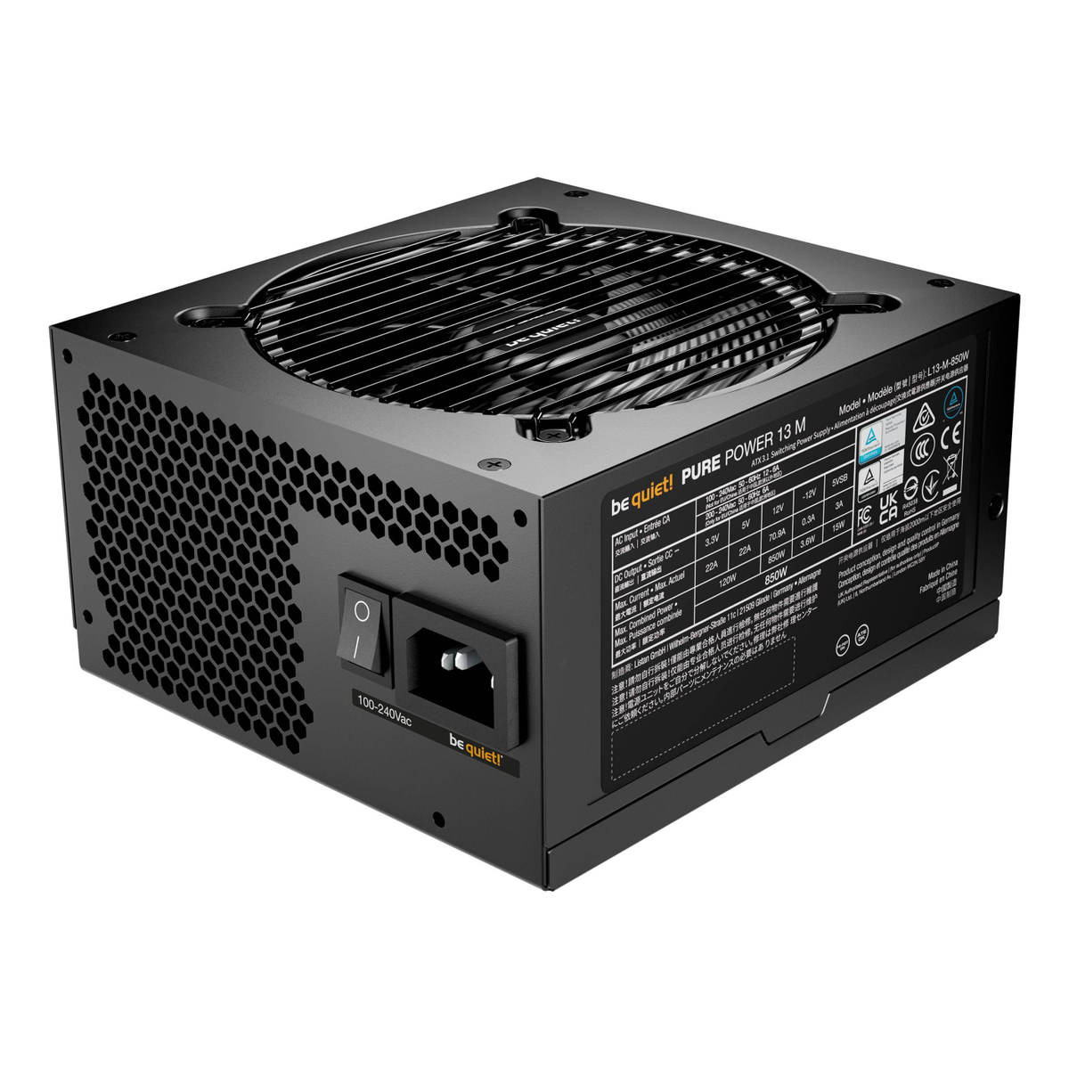 Fuente de Poder Gaming Be Quiet Pure Power 13 M 850 W 80 PLUS Gold Totalmente Modular ATX 3.1 12V-2x6 (BP027US)