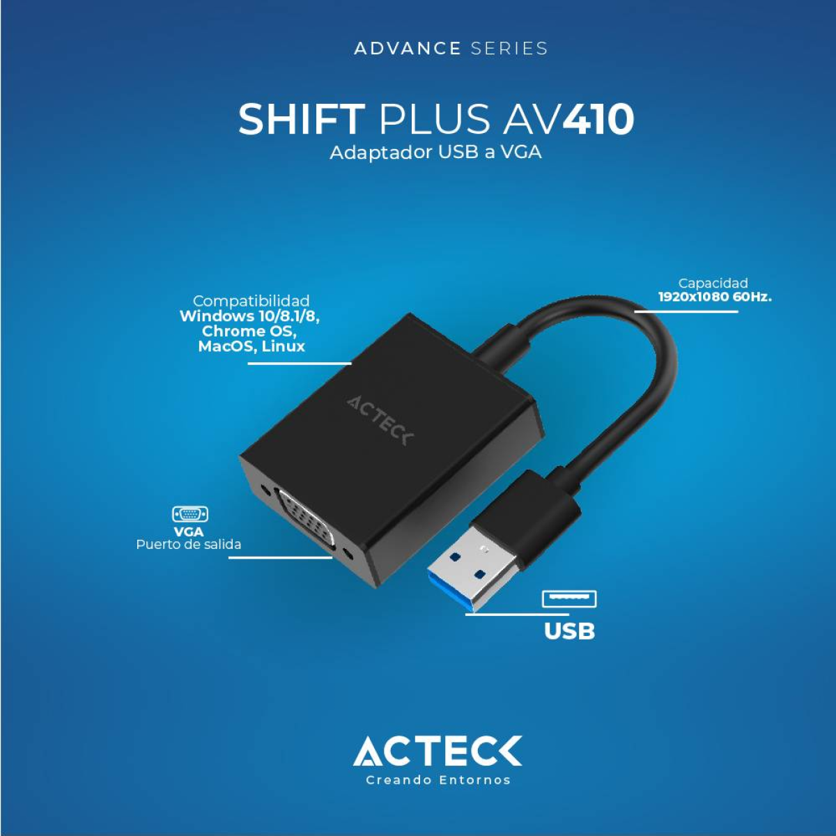Adaptador USB ACTECK AV410