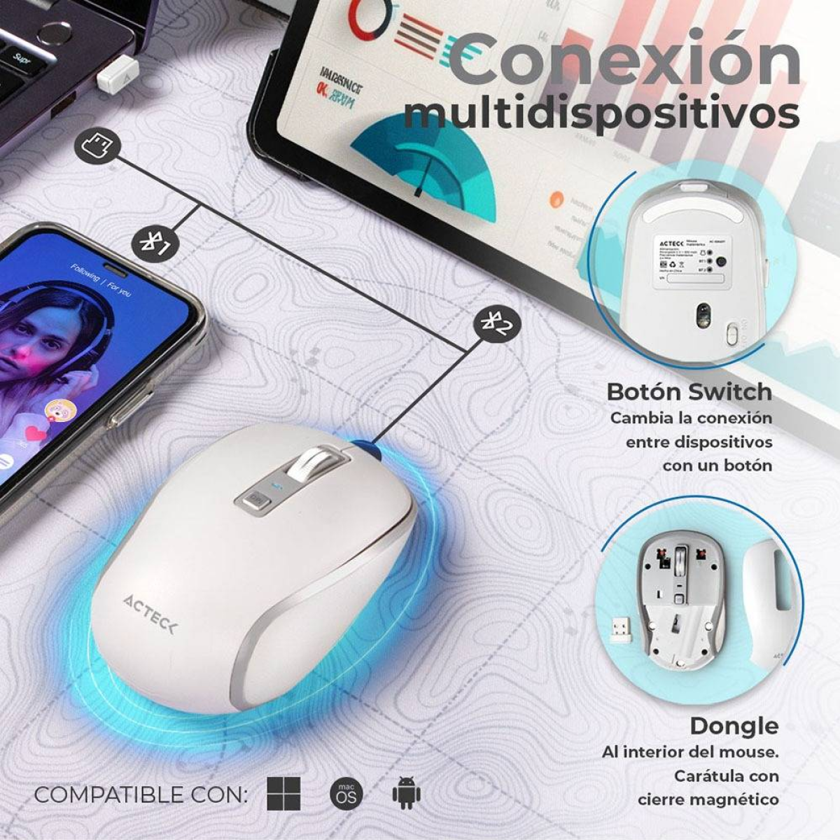 Mouse Gaming ACTECK MI580 Bluetooth/2.4 GHz/USB (AC-939607)