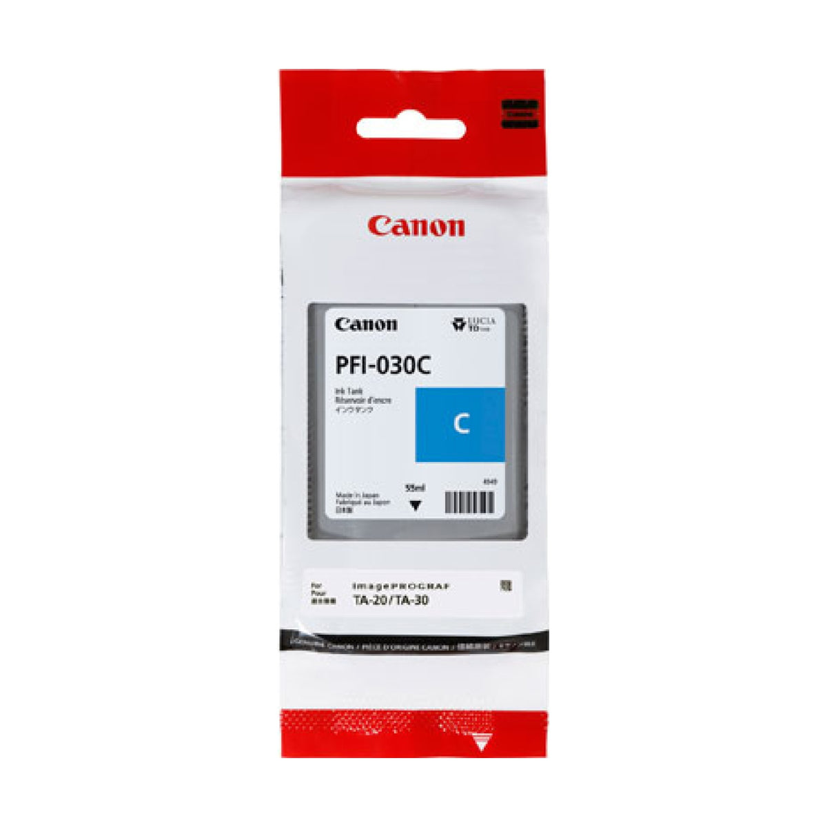 Tinta Canon PFI-030C Cian de 55 ml para imagePROGRAF TA-20 y TA-30 (3490C001AA)
