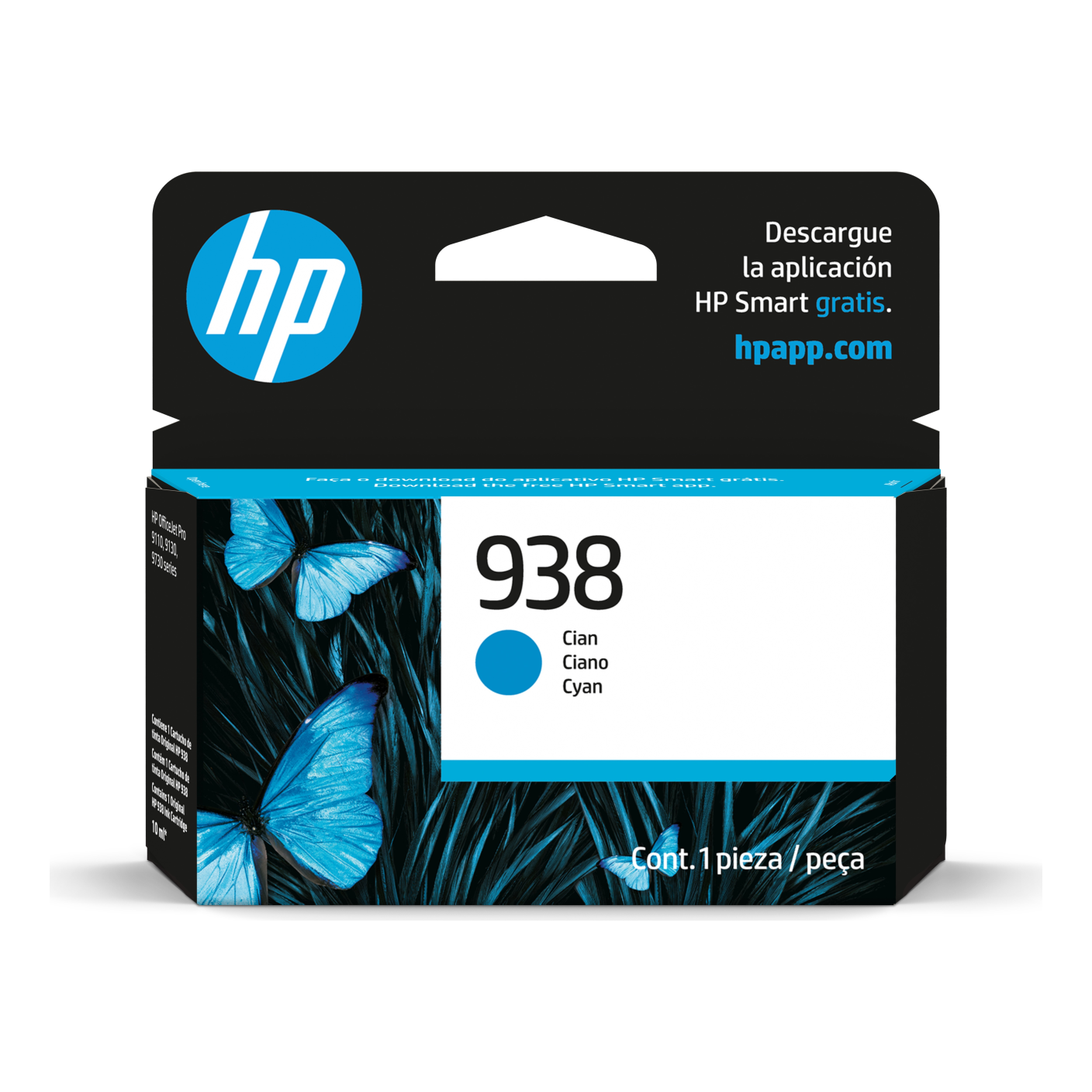Cartucho de Tinta HP Original 938 Cian – Para OfficeJet Pro 7740, OfficeJet Pro 8210, OfficeJet Pro 8710 (4S6X5PL)