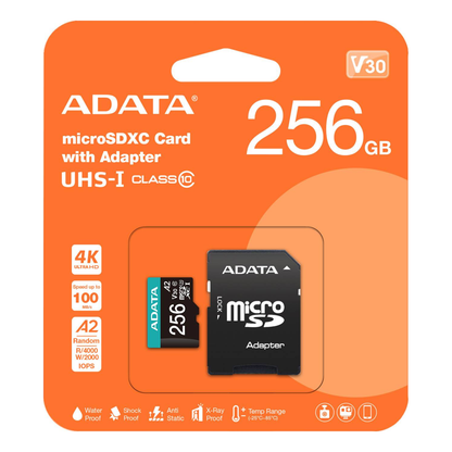 Tarjeta de Memoria microSDXC ADATA 256 GB Clase 10 (AUSDX256GUI3V30SA2-RA1)
