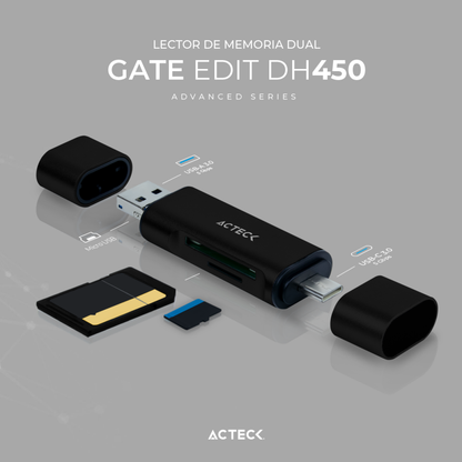 Lector de Memorias ACTECK DH450 USB-C/USB-A/Micro-USB (AC-934824)