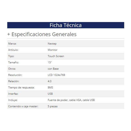 Monitor Touch Screen Nextep NE-520