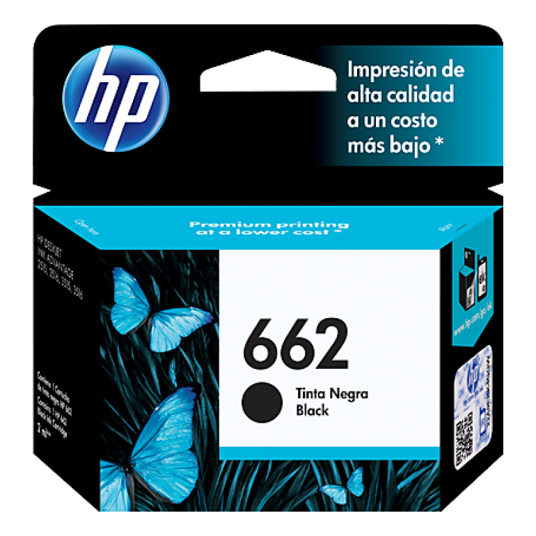 Cartucho de Tinta HP Original 662 Negro – Para DeskJet 2130, DeskJet 3630, Envy 4520 (CZ103AL)