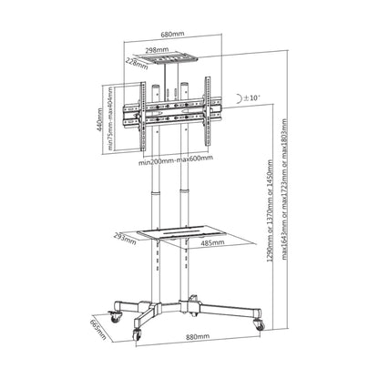 Soporte de Piso Móvil para TV OVALTECH OVTV-CA3770