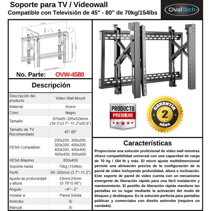 Soporte para Videowall OVALTECH OVW-4580