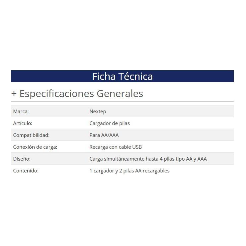 Cargador de pilas Nextep NE-285