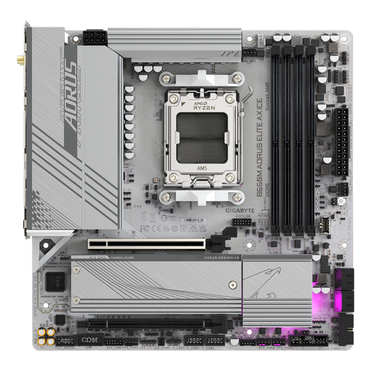 Motherboard Gigabyte B650M A ELITE AX ICE Socket AM5 Micro-ATX DDR5 Wi-Fi 6E