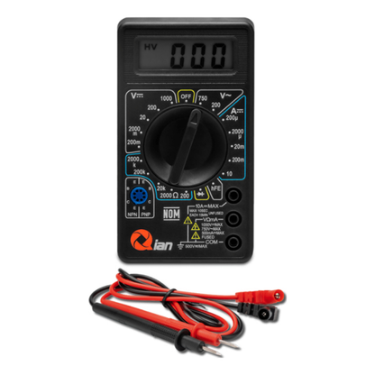Multimetro Digital Qian QAD-90011 Qian Multimetro Digital Pantalla LCD de 3 y MEDIO Dígitos Muestreo 2 VECES X Segundo Batería 9V (QAD-90011)