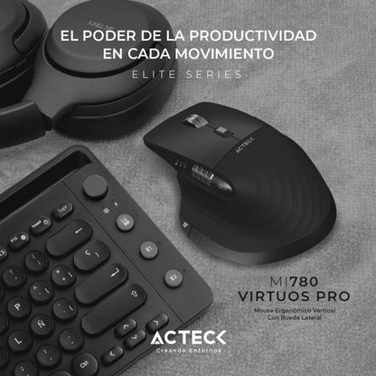 Mouse ACTECK MI780 Bluetooth/2.4 GHz óptico 3200 DPI 8 botones Negro (AC-936187)
