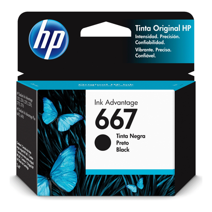 Cartucho de Tinta HP Original 667 Negro – Para DeskJet 2720, Envy 6020, Tango (3YM79AL)