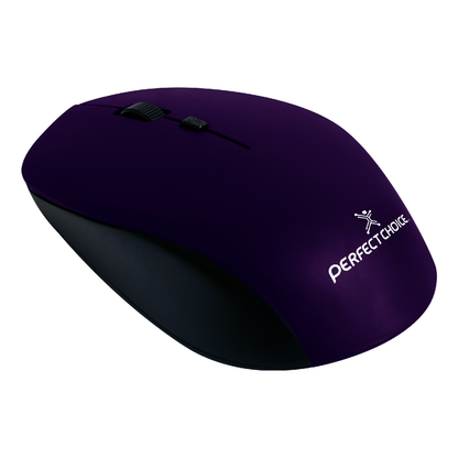 Mouse PERFECT CHOICE PC-045113 inalámbrico 2.4 GHz óptico 1600 DPI 3 botones ergonómico Violeta