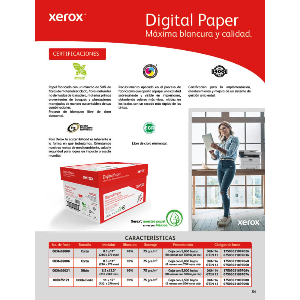 Papel Bond Digital Paper Carta XEROX Rojo