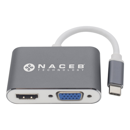 Adaptador Tipo C a HDMI+VGA Naceb Technology NA-0113
