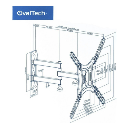 Soporte de Pared Movil para TV  OVALTECH De 23